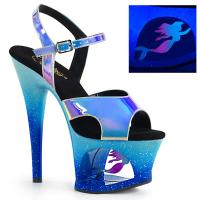 MOON-711MER Pleaser high heels ankle strap cut out platform sandal blacklight blue ombre shifting