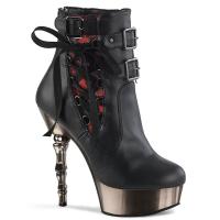 MUERTO-1030 DemoniaCult Plateau Stiefeletten Knochenabsatz schwarz Lederoptik Spitze