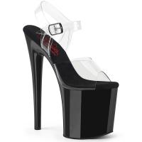 NAUGHTY-808 Pleaser vegane High Heels komfortable Plateausandaletten klar schwarz