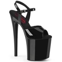 NAUGHTY-809 Pleaser vegan high heels comfort width ankle strap sandal black patent