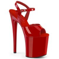 NAUGHTY-809 Pleaser vegan high heels comfort width ankle strap sandal red patent