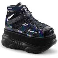 NEPTUNE-100 DemoniaCult Damen Herren Plateauschuhe schwarz silber Glitter UV reaktiv