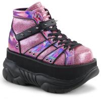 NEPTUNE-100 DemoniaCult Damen Herren Plateauschuhe pink silber Glitter UV reaktiv