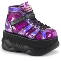NEPTUNE-100 DemoniaCult Damen Herren Plateauschuhe lila Glitter Hologramm