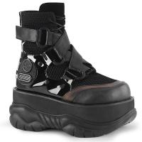 NEPTUNE-126 DemoniaCult Unisex Plateau Schnürstiefeletten schwarz Ventilator Fischnetzmuster