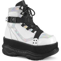NEPTUNE-181 DemoniaCult Damen Herren Plateau Stiefelette weiß Lederoptik Multi