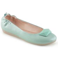 OLIVE-08 Pin Up Couture round peep toe ballet flats elasticted heel aqua matte