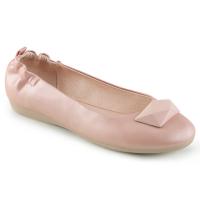 OLIVE-08 Pin Up Couture round peep toe ballet flats elasticted heel baby pink matte
