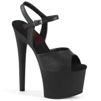 PASSION-709 Pleaser vegan high heels ankle strap platform sandal comfort width black matte