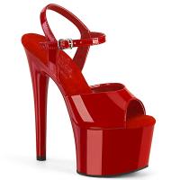 PASSION-709 Pleaser vegan high heels ankle strap platform sandal comfort width red patent