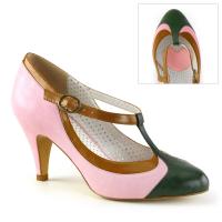 PEACH-03 Pin Up Couture t-strap pump tri color baby pink multi matte