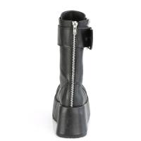 Sale PETROL-150 DemoniaCult wedge platform boots black vegan leather ornamental zipper 42
