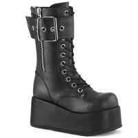 Sale PETROL-150 DemoniaCult wedge platform boots black vegan leather ornamental zipper 40