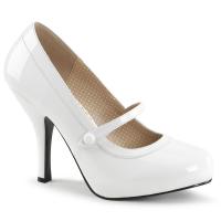 PINUP-01 Pleaser Pink Label Mary Jane High-Heels Riemchenpumps weiß Lack