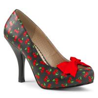 PINUP-05 Pleaser Pink Label High-Heels Pumps schwarz Kirschenprint mit Schleife