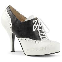 PINUP-07 Pleaser Pink Label High-Heels Oxford Schnürpumps schwarz-weiß Lederoptik