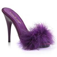 Sale POISE-501F Fabulicious ladies platform marabou sandal purple satin marabou fur 37