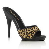 POISE-501FUR Fabulicious ladies platform slide leopard print fur black matte