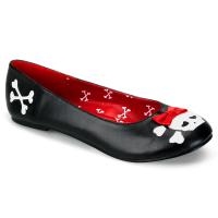 PUNK-14 Funtasma Gothic Punk Damen Ballerina Totenkopf Schleife schwarz Lederlook