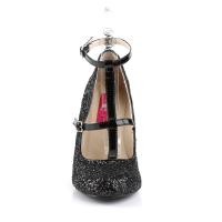 Sale QUEEN-01 Pleaser Pink Label ladies round toe pump black glitter 44