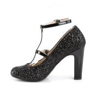 Sale QUEEN-01 Pleaser Damen High Heels Lack Riemchen Pumps schwarz Glitter 44