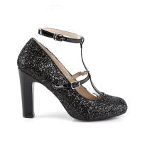 Sale QUEEN-01 Pleaser Damen High Heels Lack Riemchen Pumps schwarz Glitter 46
