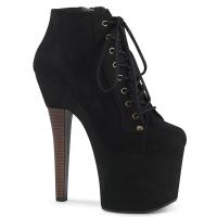 RADIANT-1005 Pleaser High-Heels Plateaustiefeletten schwarz Velours Stapelabsatz