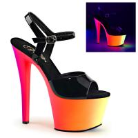 RAINBOW-309UV Pleaser High Heels ankle strap sandal black patent neon multi color