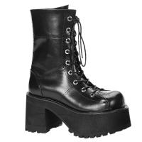 RANGER-301 DemoniaCult Damen Gothic Punk Plateau Schnürstiefel schwarz Lederoptik