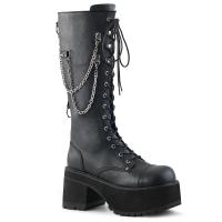 RANGER-303 DemoniaCult platform unisex knee high boot black silver o-rings chains