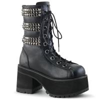 RANGER-305 DemoniaCult Damen Plateau Schnürstiefeletten schwarz Pyramidennieten