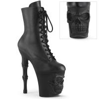 RAPTURE-1020 Pleaser High Heels Plateaustiefeletten 3D Totenkopf schwarz Matt