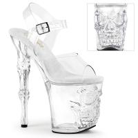 Sale RAPTURE-808 Pleaser High Heels Plateausandaletten transparente 3D Totenkopf 38