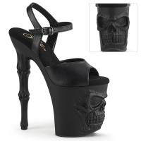RAPTURE-809 Pleaser high heels ankle strap platform sandal skull bones black matte