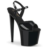 RAZZLE-809 Pleaser Damen Plateausandaletten Rautenförmiger Absatz schwarz Lack