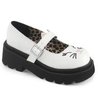 RENEGADE-56 DemoniaCult tiered platform mary jane cat face ears white matte