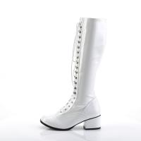 Sale RETRO-302 Funtasma kniehohe Damen Retro Schnür Stiefel weiß Stretchlack Blockabsatz 38