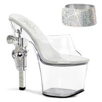 Sale REVOLVER-712 Pleaser High Heels Damen Plateaupantoletten Strass Manschetten Strass klar 41