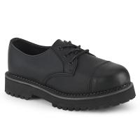 RIOT-20 Demonia Damen Herren 20 Ösen Schnürstiefel Stahlkappe schwarz Leder