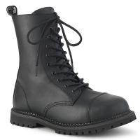 Sale RIOT-10 DemoniaCult vegane Damen Herren Schnür Stiefeletten Stahlkappe schwarz Lederlook 40