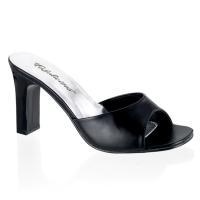 Sale ROMANCE-301-2 Fabulicious square heel slide black matte 39