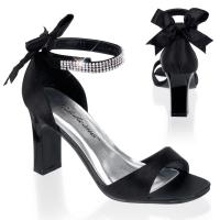 Sale ROMANCE-372 chice Pleaser Pink Label Damen Riemchen-Sandaletten schwarz Satin Strass 40