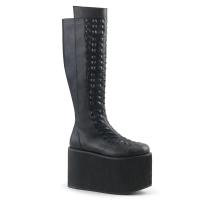 ROT-13 DemoniaCult Plateau kniehohe Stiefel geprägte Pyramiden Nieten schwarz Lederlook