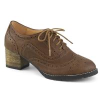 RUSSELL-34 Pin Up Couture elegante Damen Oxford Wingtip Schuhe braun Lederoptik
