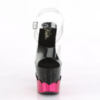 SCALLOP-708-2HGM Pleaser High-Heels Plateausandaletten klar schwarz hotpink Chrom
