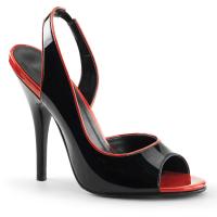SEDUCE-117 Pleaser high heels peep toe sling back sandal black-red patent