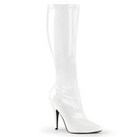 SEDUCE-2000 Pleaser high heels stretch knee boots white patent