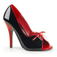 SEDUCE-216 Pleaser high heels peep toe pump black-red patent with bow