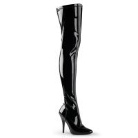 SEDUCE-3000 Pleaser Stiletto High-Heels Stretch Overkneestiefel schwarz Lack