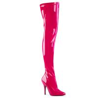 SEDUCE-3000 Pleaser Stiletto High-Heels Stretch Overkneestiefel hotpink Lack